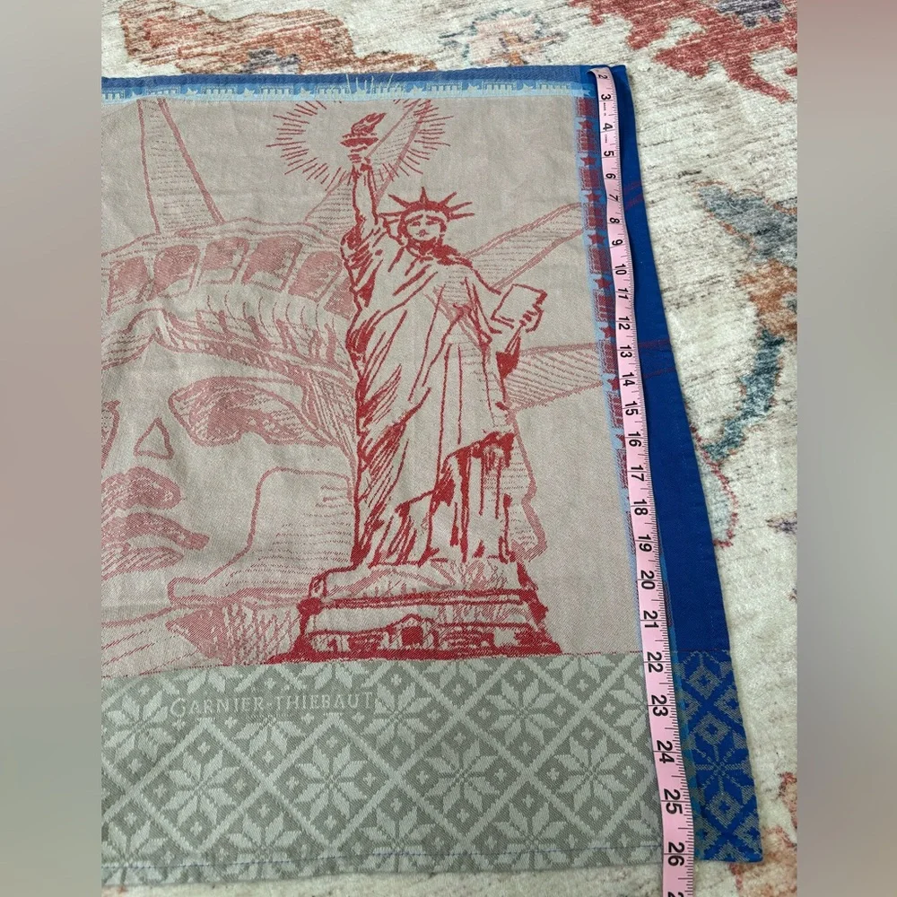 Garnier-Thiebaut Statue of Liberty‎ CottonTea Towel Red White Blue France Made
